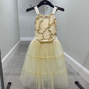 Revolution Sparkling Gold Kids Dance Costume